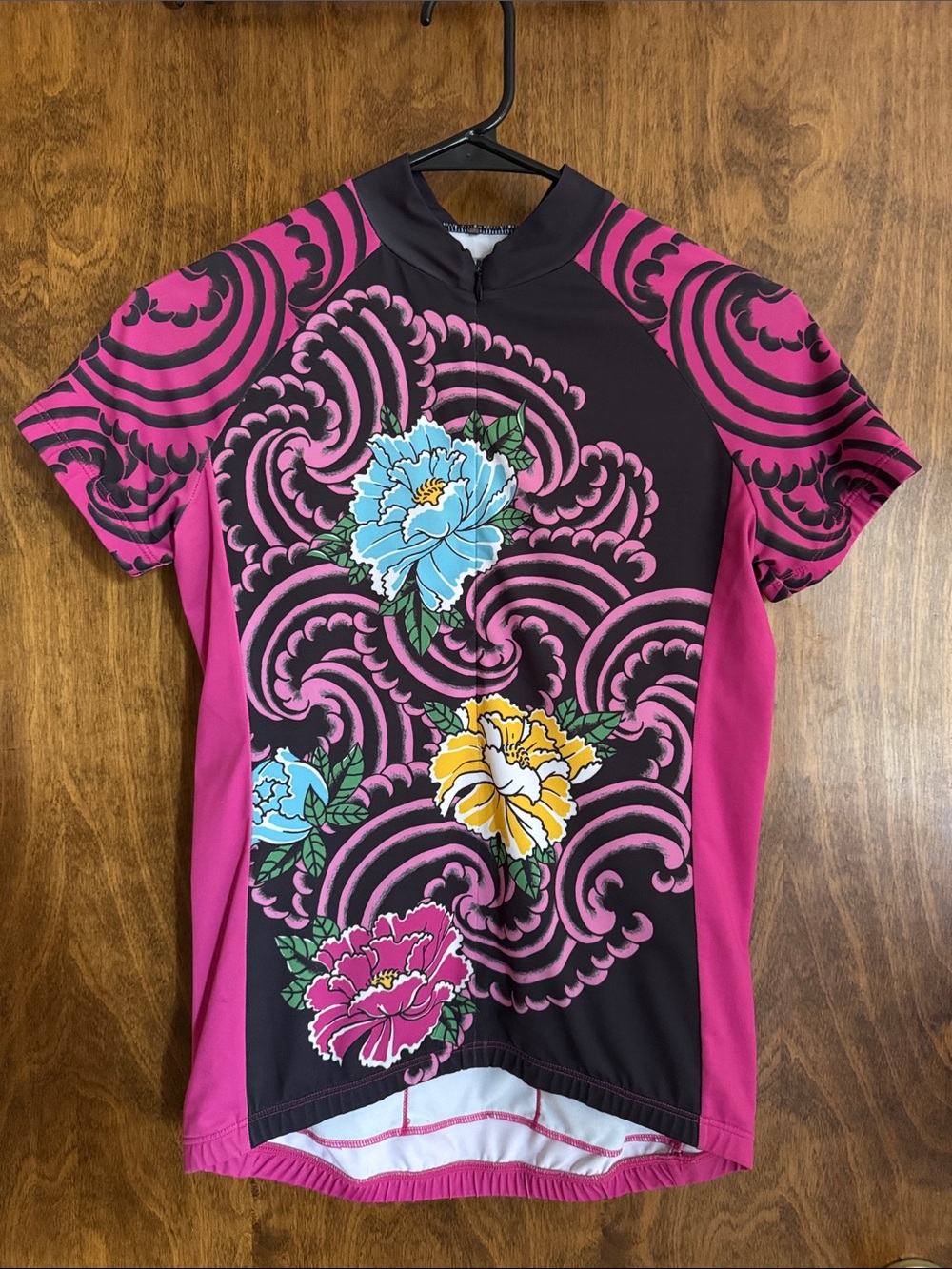 Floral Pink & Black Cycling Jersey